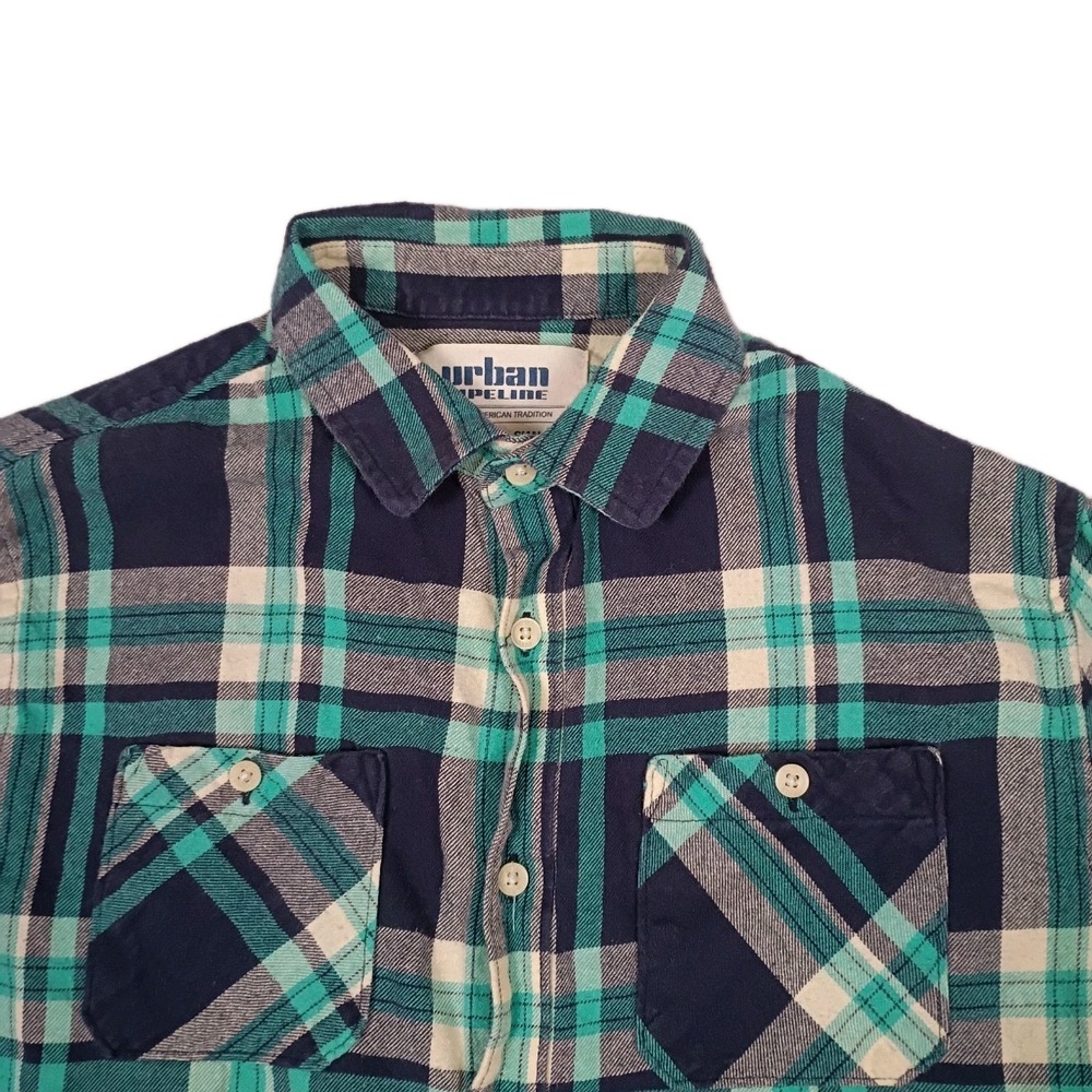 Urban Pipeline Soft Flannel Button‎ Down Men's Small Plaid Shirt Long Sleeve